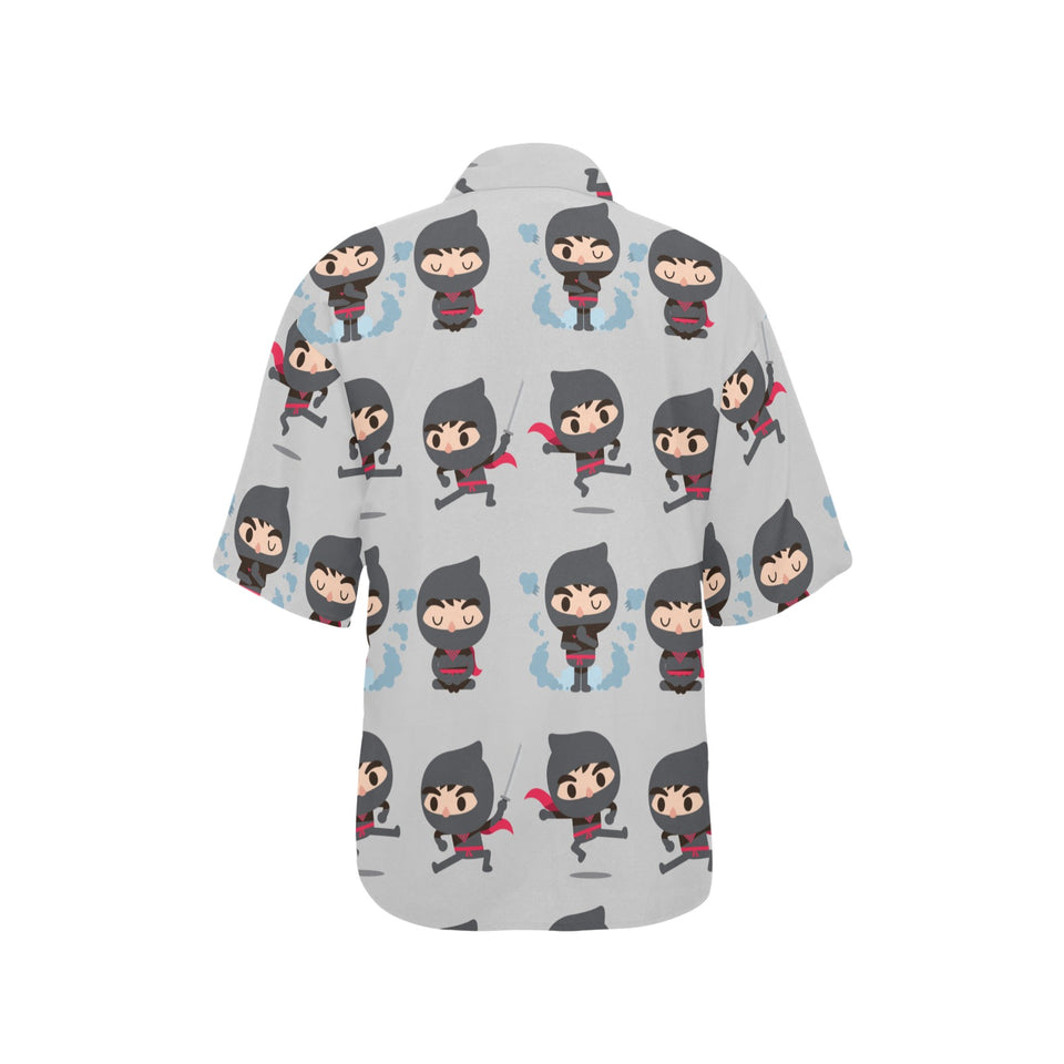 Cute ninja pattern Women's All Over Print Hawaiian Shirt