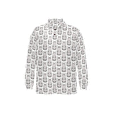Hippopotamus Pattern Print Design 05 Men's Long Sleeve Polo Shirt