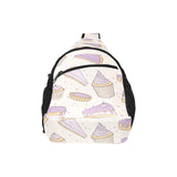 Cakes pies tarts muffins and eclairs purple bluebe All Over Print Chest Bag