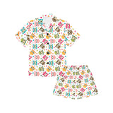 Color cute owl pattern Kids' Boys' Girls' V-Neck Short Pajama Set