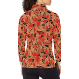 Fire flame pattern Women's Long Sleeve Polo Shirt