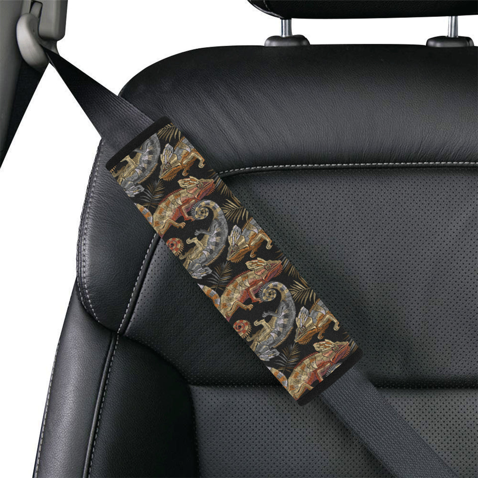 Chameleon lizard tropical leaves palm tree Car Seat Belt Cover