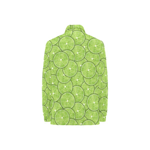 Slices of Lime pattern Women's Long Sleeve Polo Shirt