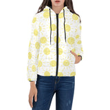 hand drawn sun pattern Women's Padded Hooded Jacket