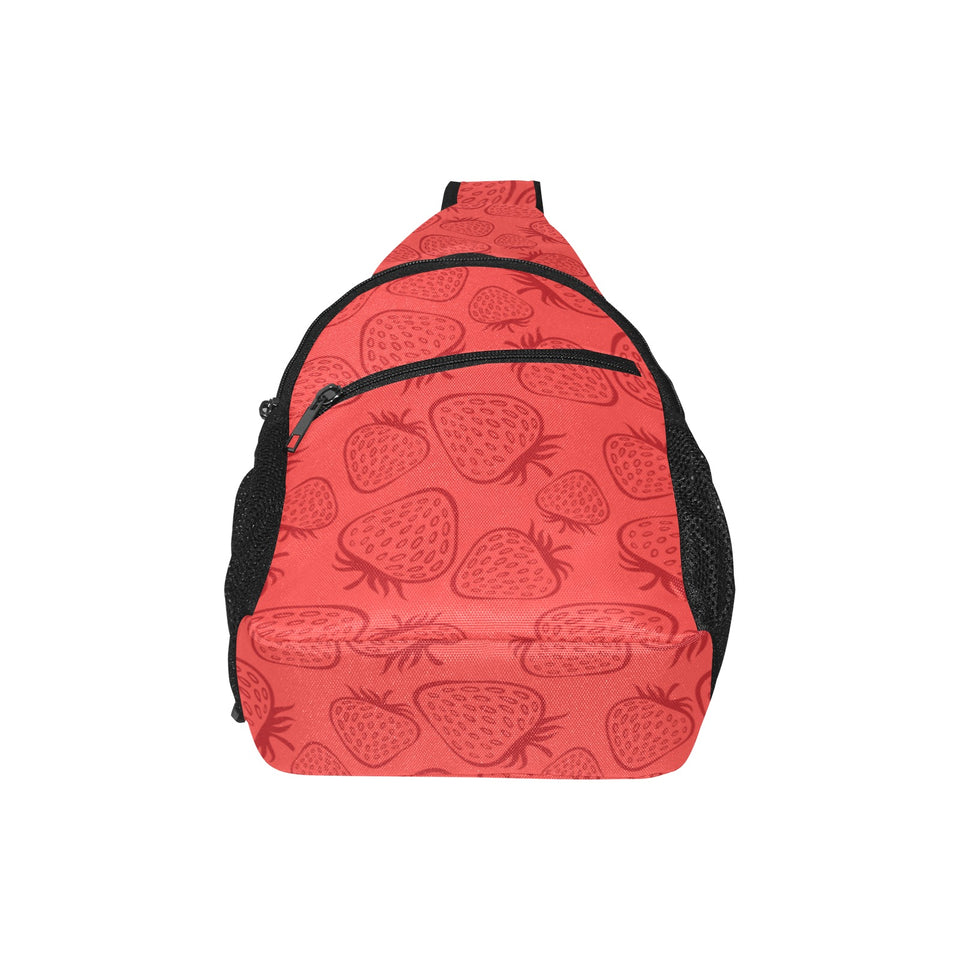 strawberry pattern red background All Over Print Chest Bag