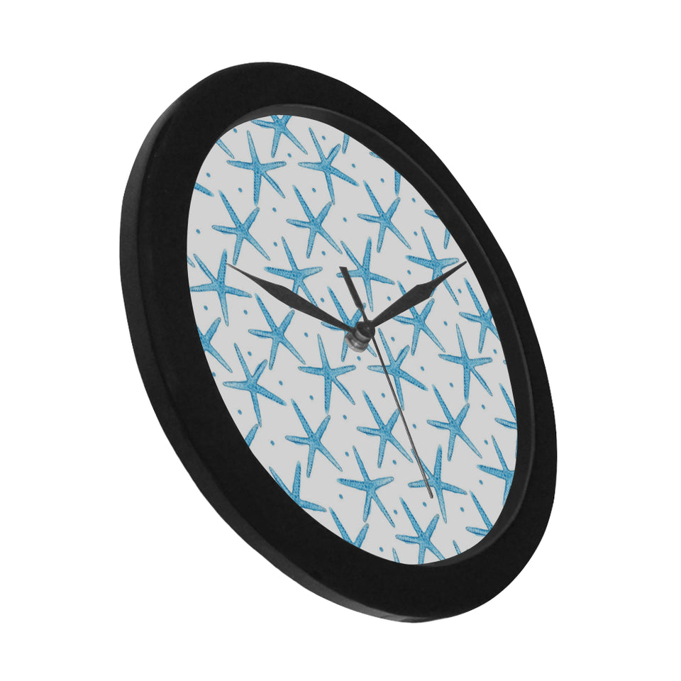 Watercolor starfish pattern Elegant Black Wall Clock