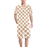Lion Pattern Print Design 01 Men's V-Neck Short Pajama Set