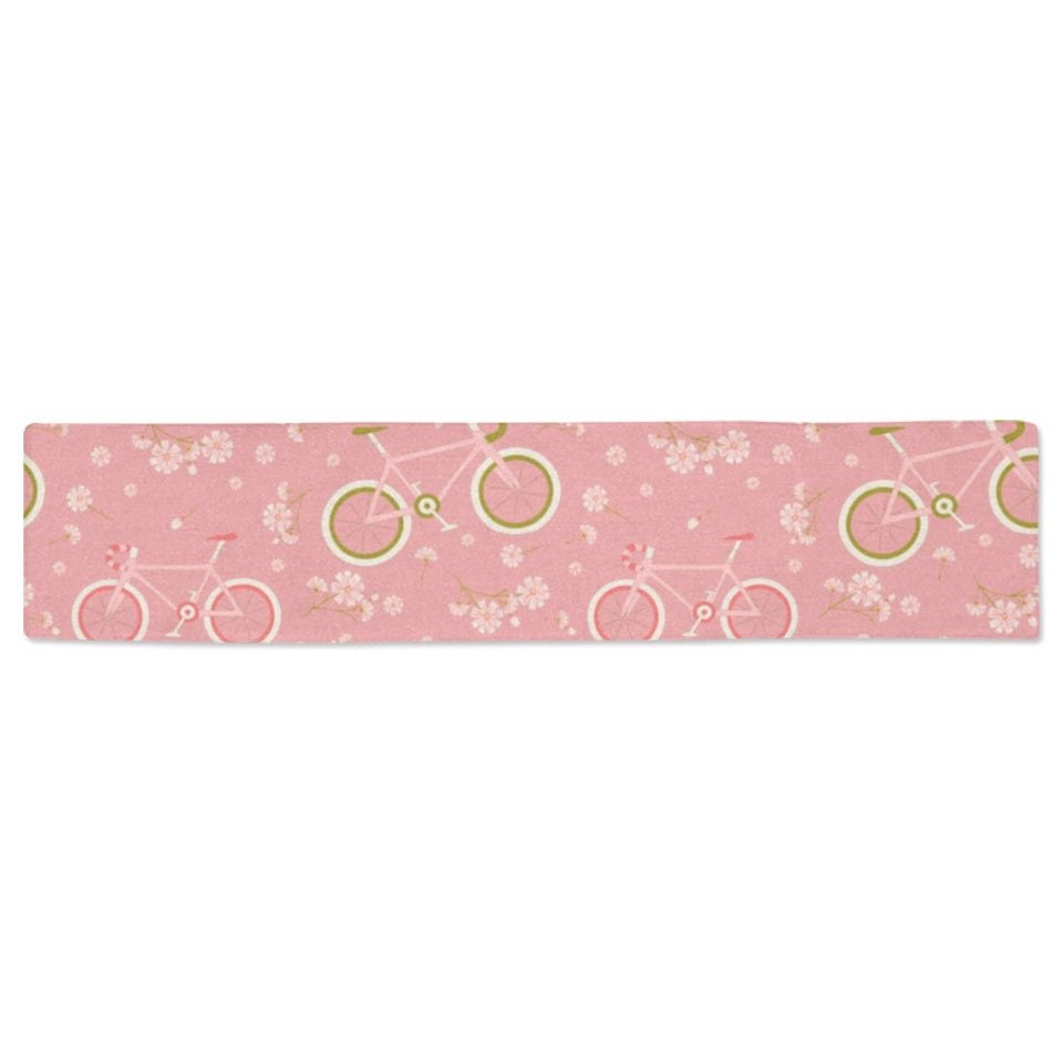 Bicycle Pattern Print Design 02 Table Runner