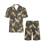 Horse Camouflage Pattern Men's V-Neck Short Pajama Set