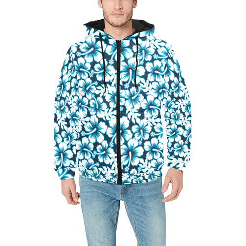 Hibiscus Pattern Print Design 04 Men's Padded Hooded Jacket