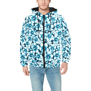 Hibiscus Pattern Print Design 04 Men's Padded Hooded Jacket