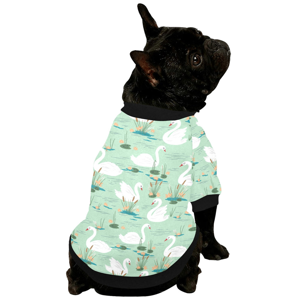 White swan lake pattern All Over Print Pet Dog Round Neck Fuzzy Shirt