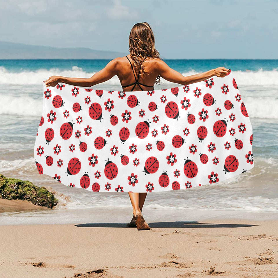 Ladybug Pattern Print Design 04 Beach Towel