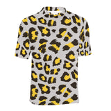 Gray Leopard print pattern Men's All Over Print Polo Shirt