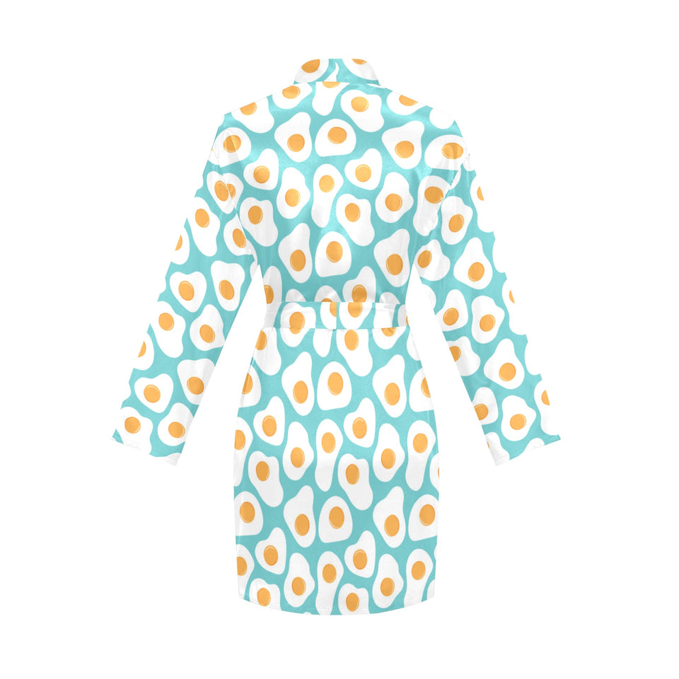 Fried Eggs Pattern Print Design 04 Women's Long Sleeve Belted Night Robe