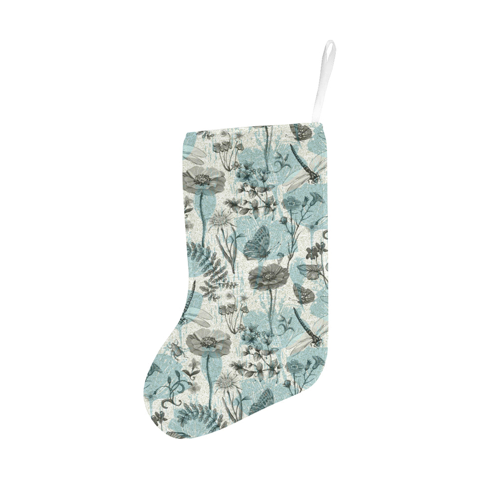 Dragonfly Butterfly Plants insect flower vintage s Christmas Stocking