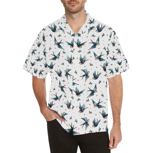 Swallow Pattern Print Design 04 Men's All Over Print Hawaiian Shirt (Model T58)