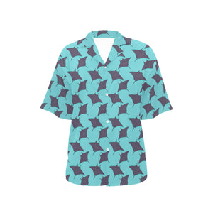 Stingray Pattern Print Design 02 Women's All Over Print Hawaiian Shirt