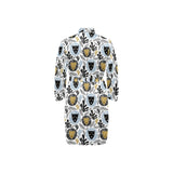 Lion Pattern Print Design 05 Men's Long Sleeve Belted Night Robe