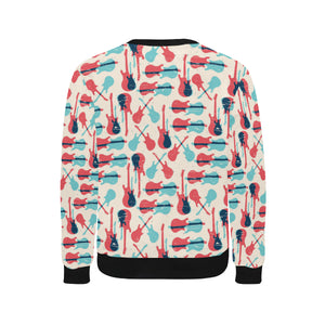 Red Blue guitar pattern Men's Crew Neck Sweatshirt