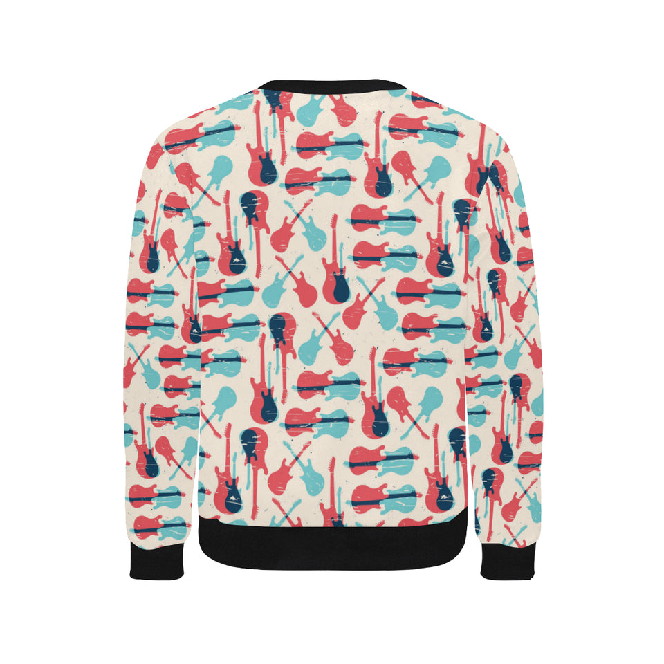 Red Blue guitar pattern Men's Crew Neck Sweatshirt