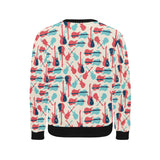 Red Blue guitar pattern Men's Crew Neck Sweatshirt