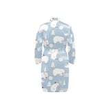 Cute polar bears Christmas decoration pattern Men's Long Sleeve Belted Night Robe