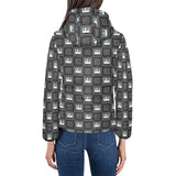 Piano Pattern Print Design 05 Women's Padded Hooded Jacket