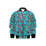 Boomerang Australian aboriginal ornament blue back Kids' Boys' Girls' Bomber Jacket