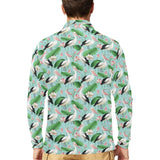 Pelican Pattern Print Design 01 Men's Long Sleeve Polo Shirt