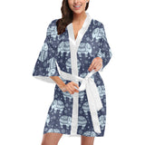 Elephant tribal design pattern Women's Short Kimono Robe