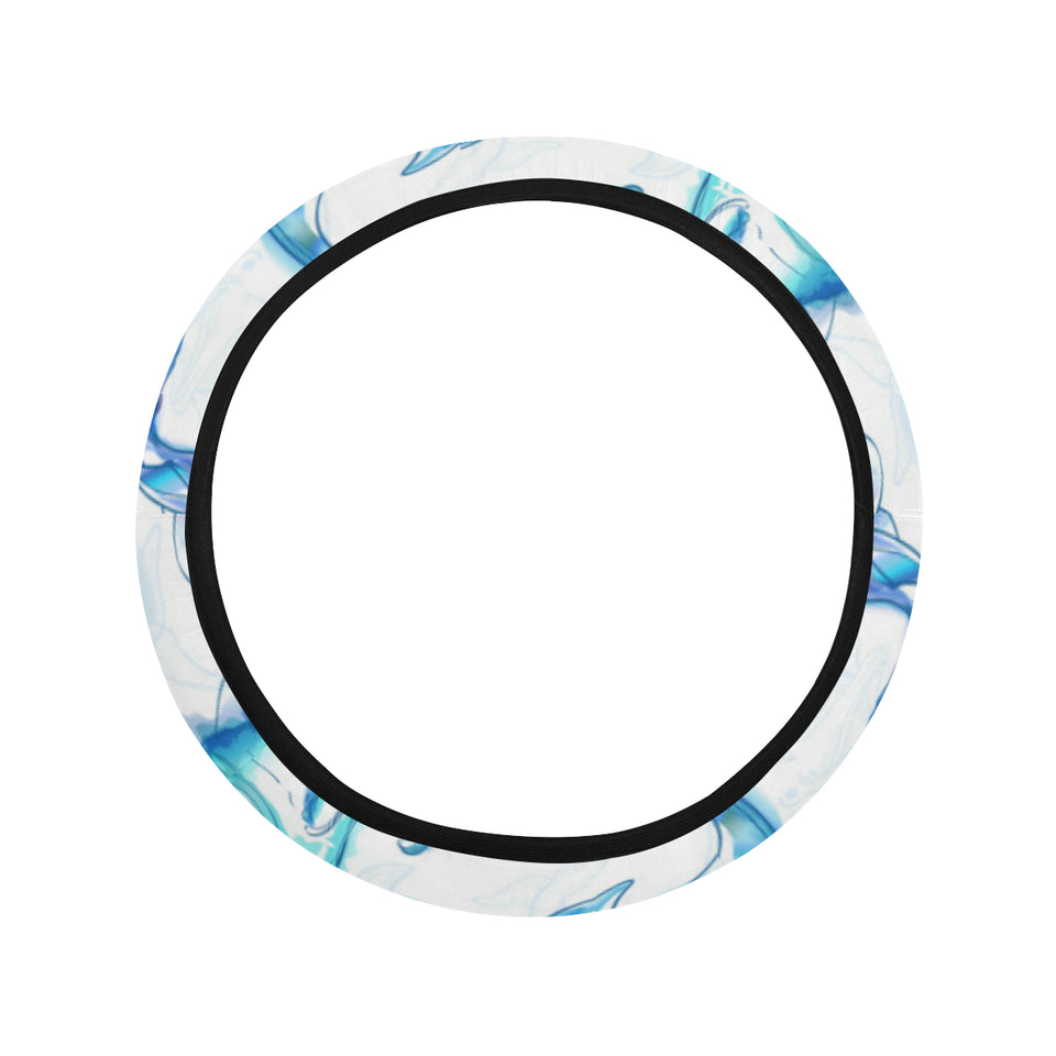 Watercolor dolphin pattern Car Steering Wheel Cover