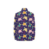 Colorful sea turtle pattern Women's Long Sleeve Polo Shirt
