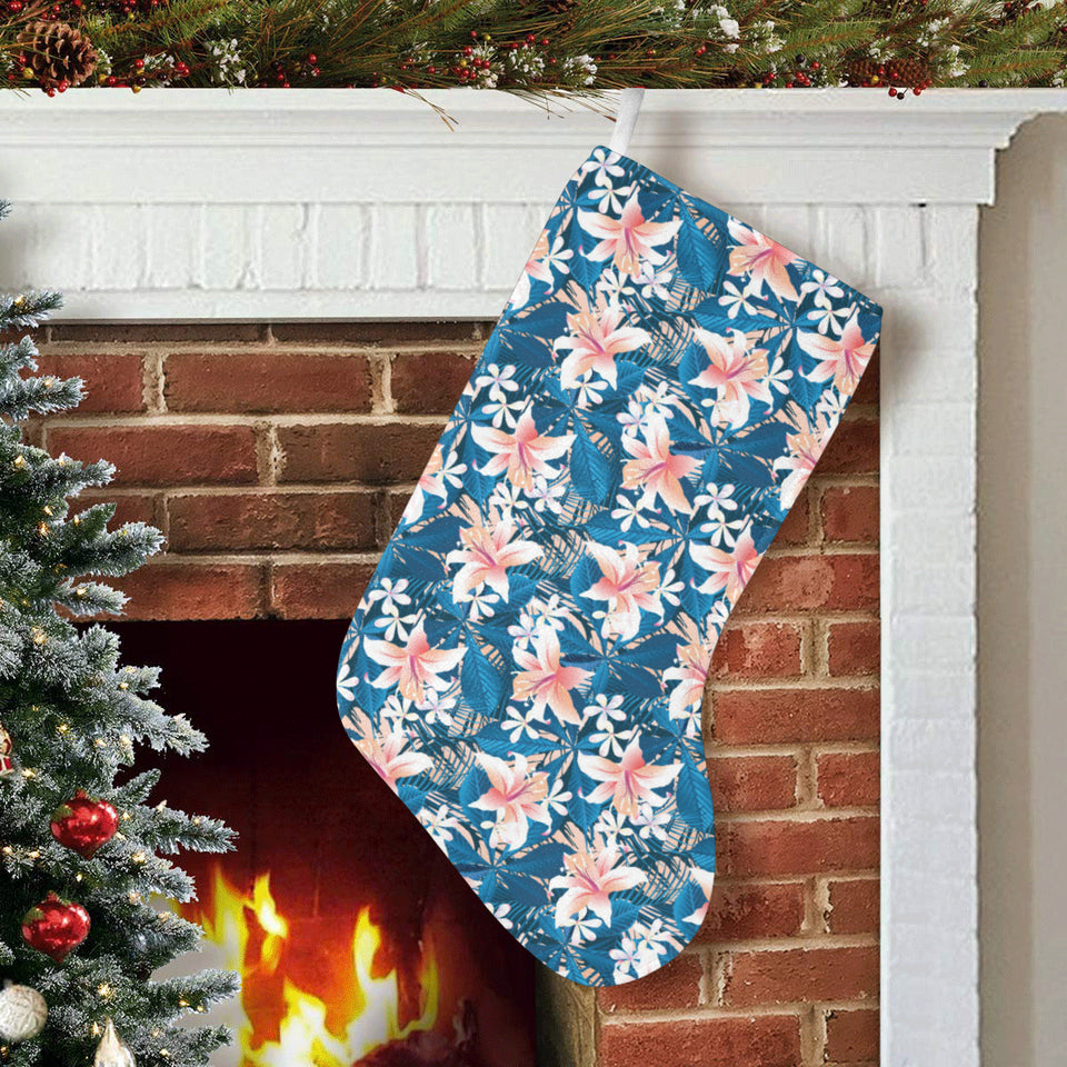 Hibiscus Pattern Print Design 02 Christmas Stocking