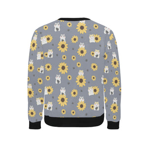 Cute hamster sunflower pattern background Men's Crew Neck Sweatshirt