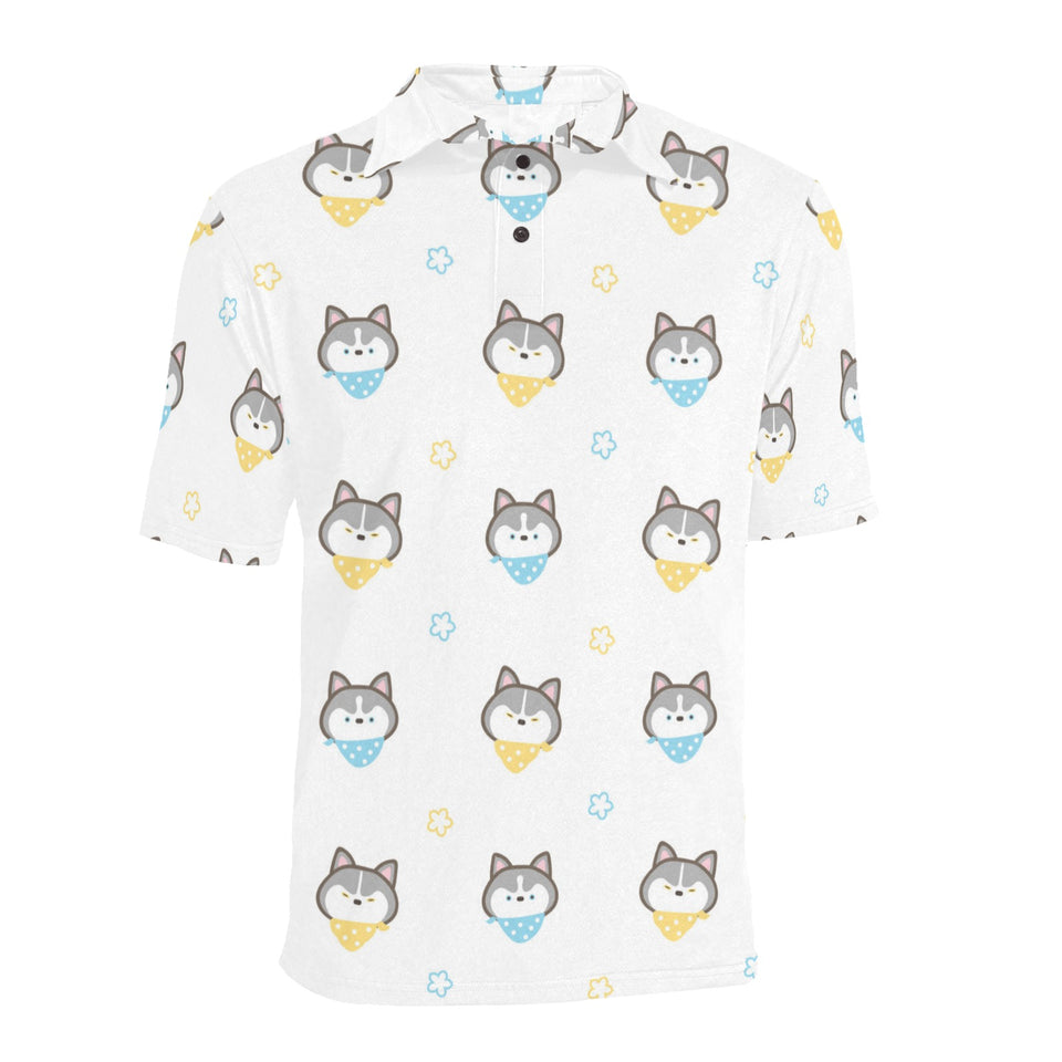 Cute Siberian Husky pattern Men's All Over Print Polo Shirt