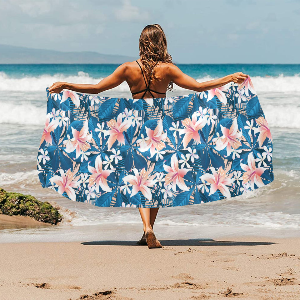 Hibiscus Pattern Print Design 02 Beach Towel