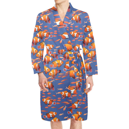Clown Fish Pattern Print Design 04 Men's Long Sleeve Belted Night Robe