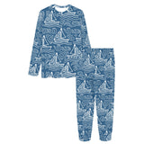 Hand drawn sailboat pattern Women's All Over Print Pajama Set