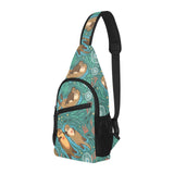 cute brown sea otters ornamental seaweed corals gr All Over Print Chest Bag