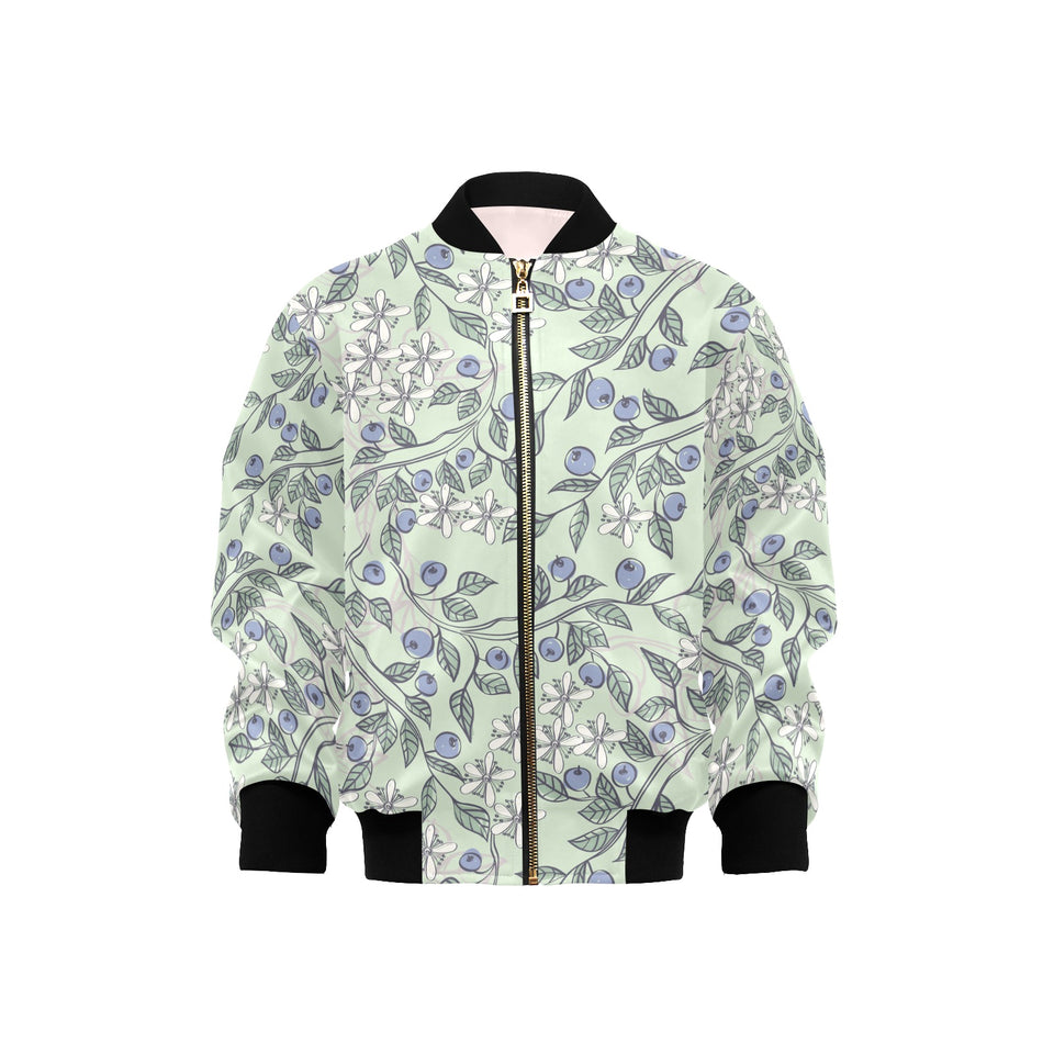 hand drawn blueberry pattern Kids' Boys' Girls' Bomber Jacket