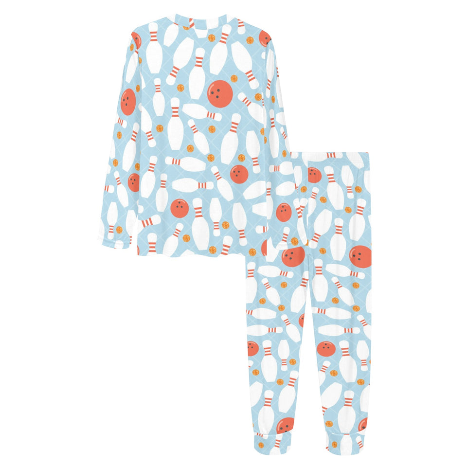Bowling ball bowling pins blue blackground Women's All Over Print Pajama Set