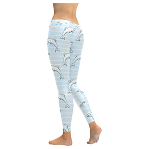 Dolphin blue striped background Women's Legging Fulfilled In US