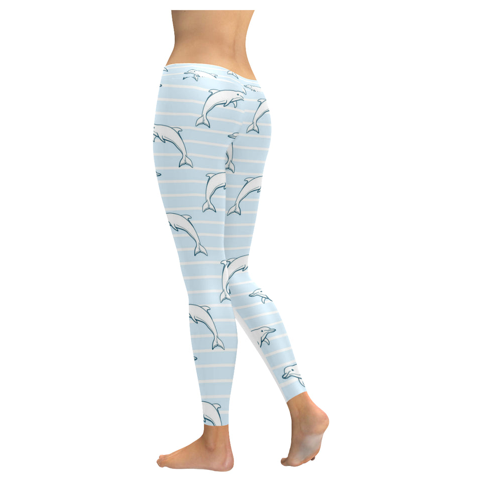 Dolphin blue striped background Women's Legging Fulfilled In US