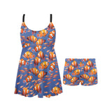Clown Fish Pattern Print Design 04 Chest Sexy Pleated Two Piece Swim Dress