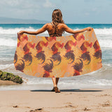 red rooster chicken cock pattern Beach Towel