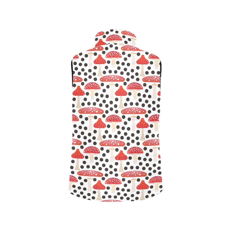 Red mushroom dot pattern Women's Padded Vest