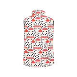 Red mushroom dot pattern Women's Padded Vest
