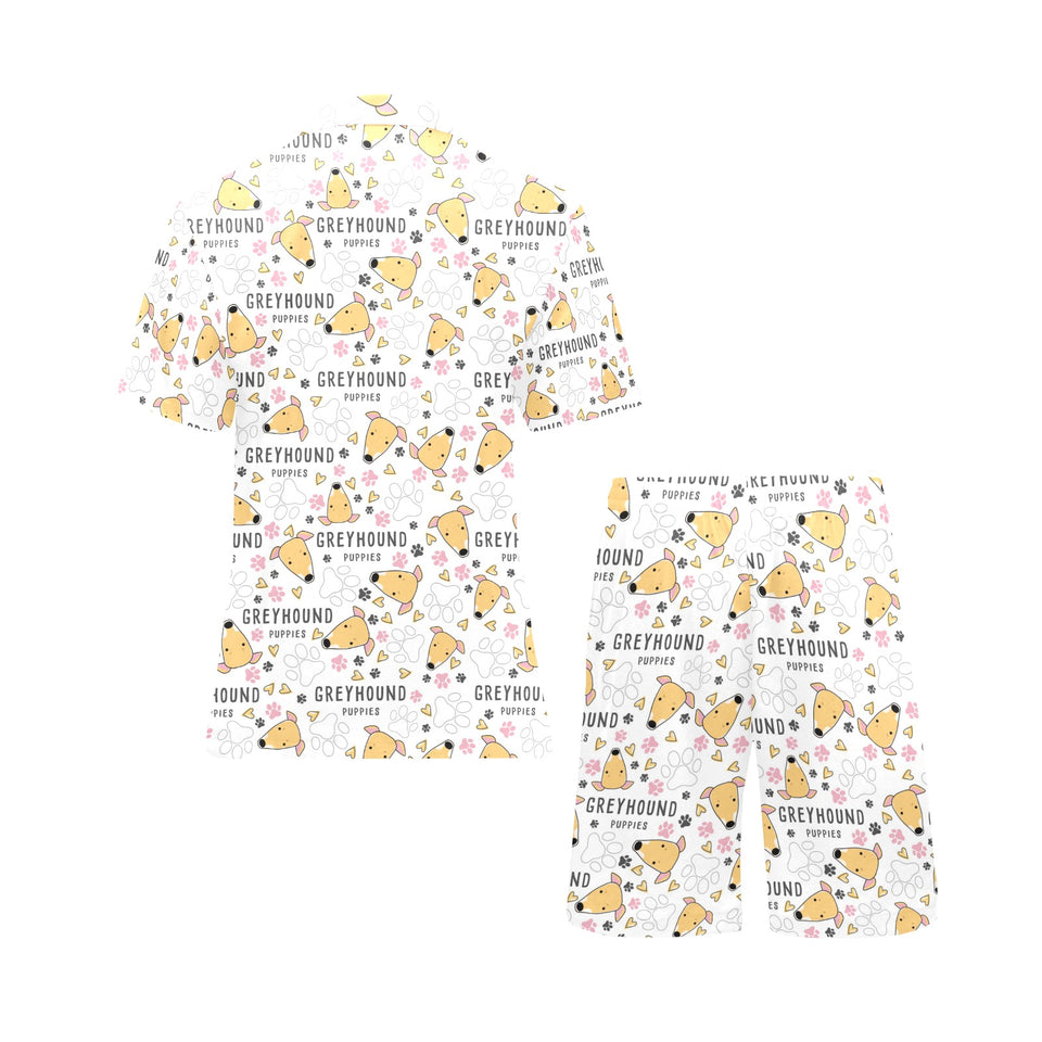 Greyhound Pattern Print Design 03 Men's V-Neck Short Pajama Set