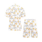 Greyhound Pattern Print Design 03 Men's V-Neck Short Pajama Set